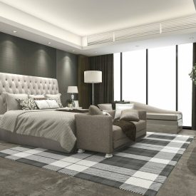 3d rendering luxury modern bedroom suite in hotel