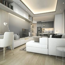 luxury and modern living room with good design leather sofa